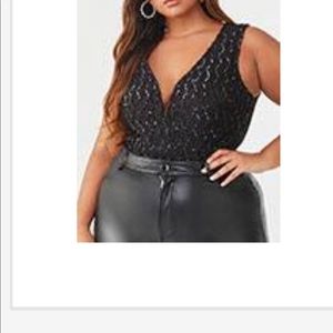 Black Sleeveless Sequin Bodysuit